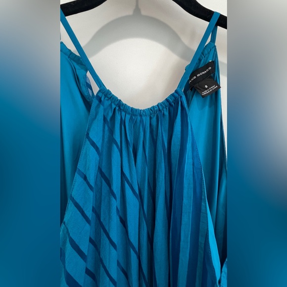 Club Monaco Burnout Pleated Maxi Dress in turquoise women’s size 8 - Picture 9 of 13